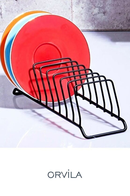 9 Bölmeli Tabaklık ve Tabak Düzenleyici Mini Bulaşıklık - Dolap İçi Çay Kahve Tablası Düzenleyici