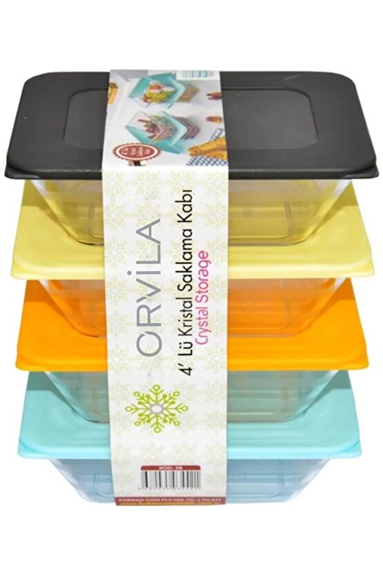 4lü Prizma Dikdörtgen Saklama Kabı Mikrodalga Ve Difriz Uyumlu