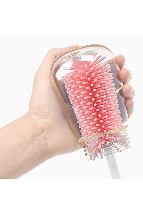 Silikon Fırçalı Şişe Temizleyici - Matara Biberon Emzik ve Yağdanlık Temizleme Fırçası