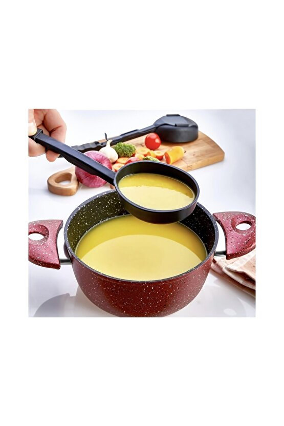 Yanmaz Yapışmaz Yüksek Isıya Dayanıklı Teflon Kevgirli Kepçe - Servis Kaşığı