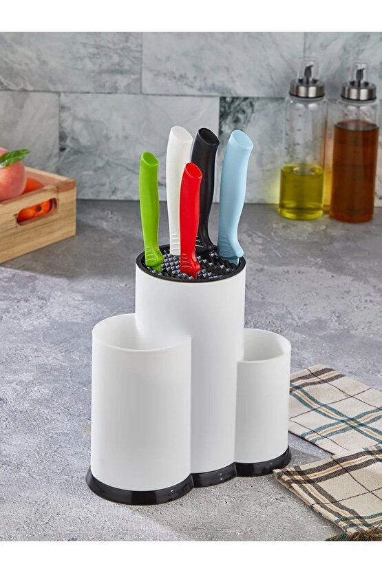 Tezgah Üstü Bıçaklık Kaşıklık Ve Kepçelik Düzenleyici Organizer - Beyaz