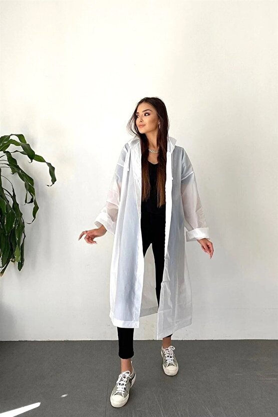 Eva Su Geçirmez Kaliteli Uzun Yağmurluk Unisex - Kadın Erkek Kapüşonlu Çıtçıtlı Standart Beden