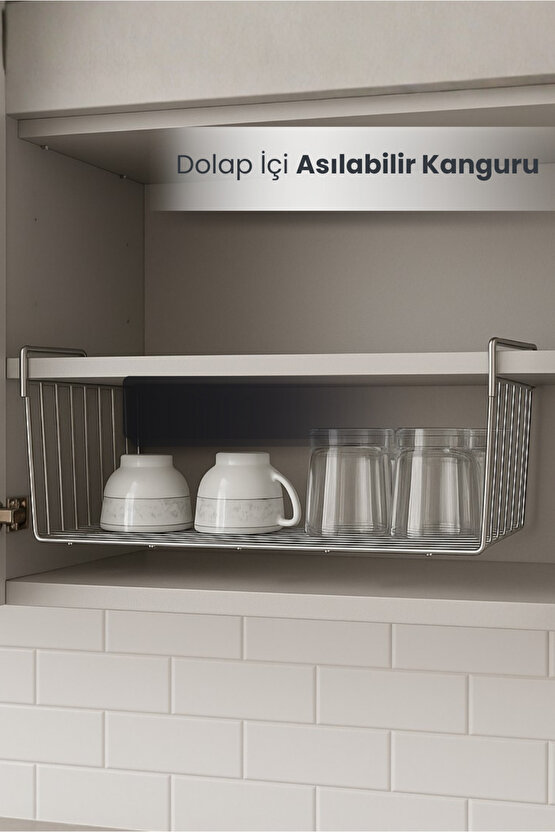Dolap Içi Asılabilir Kanguru Model Düzenleyici Raf 36cm - Krom