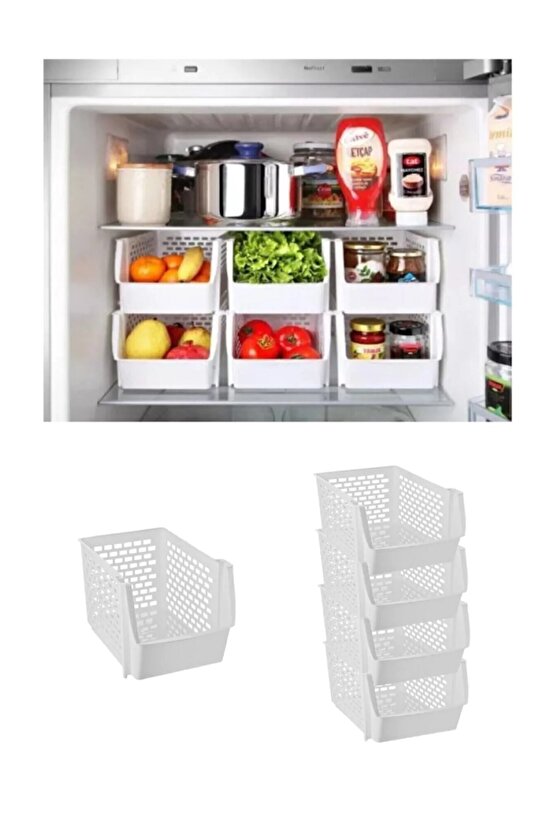 2 Adet Üst Üste Geçebilen Çok Amaçlı Düzenleyici Organizer Büyük Boy - Beyaz