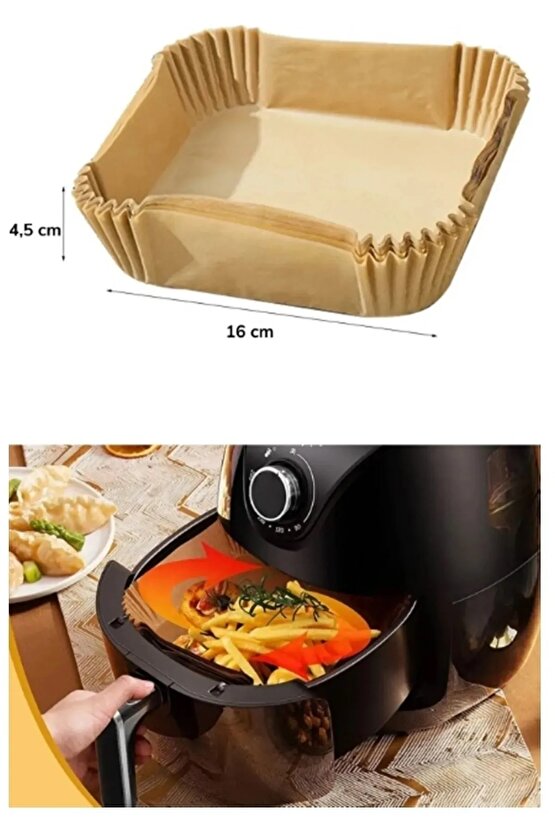 50 - Adet Airfryer Pişirme Kağıdı Kare Model