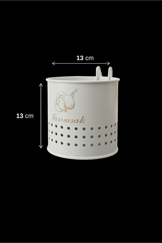 Metal Lüx Asılabilir Beyaz Sarımsaklık Kovası | Çeyizlik