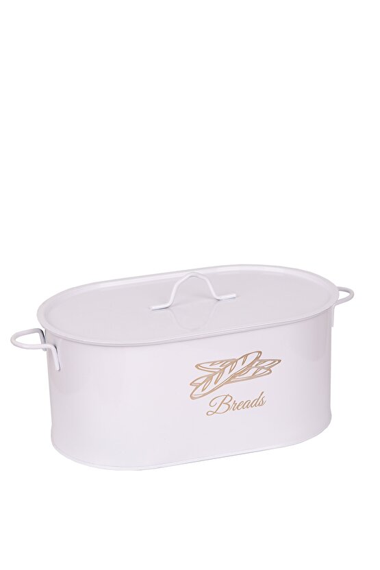 Lüx Metal Kapaklı Kulplu Beyaz Ekmeklik