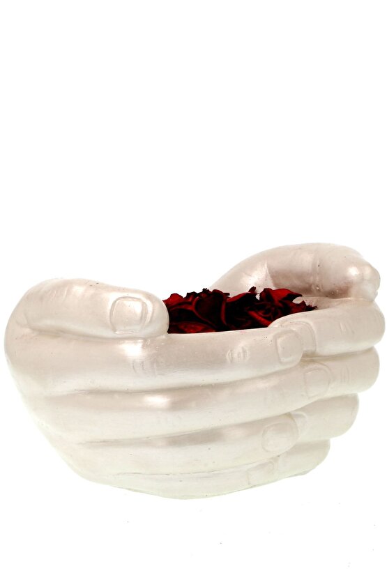 Dekoratif Avuç Içi El Figür Beton Saksı Hediyelik Anahtarlık Biblo 1650gr.