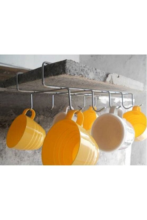 Dolap Içi Raf Altı 10 Kancalı Fincan Bardak Kupa Askılığı