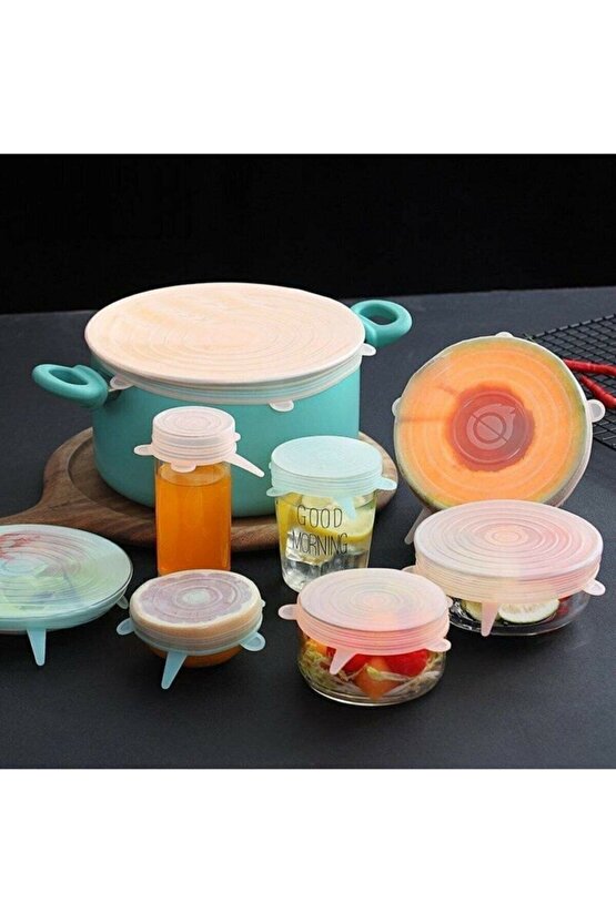 Tazeliği Koruyan Saklama Kabı Kapağı 6lı Esnek Silikon Strech Kapaklar