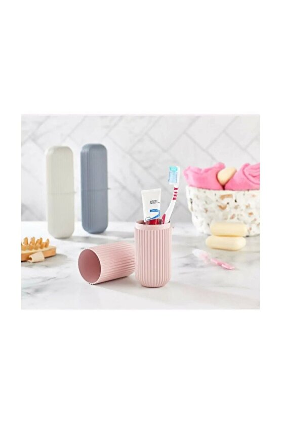 2 Adet - Diş Fırçası Kutusu Makyaj Ve Gözlük Saklama Kabı