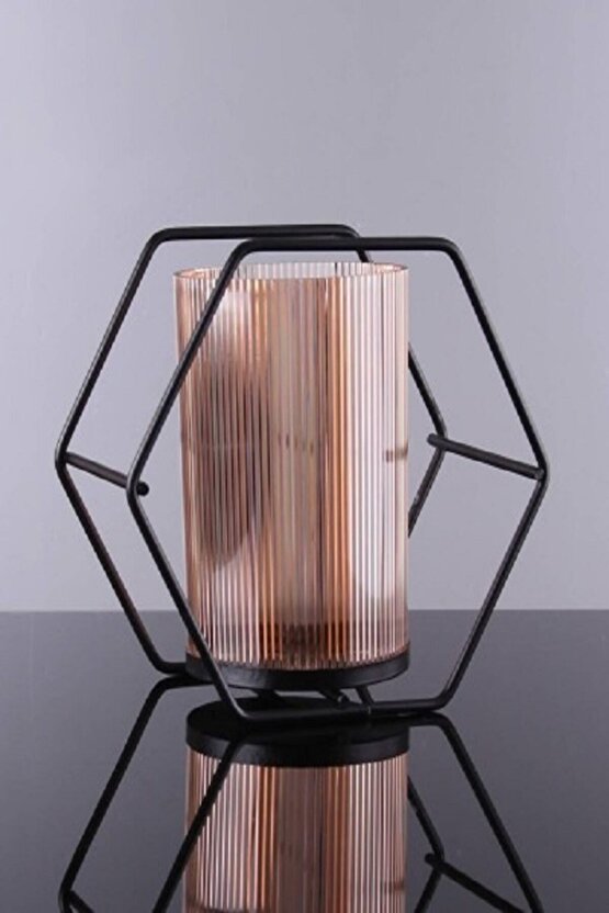 Altıgen Duvara Asılabilir Siyah Metal Mumluk Şamdan