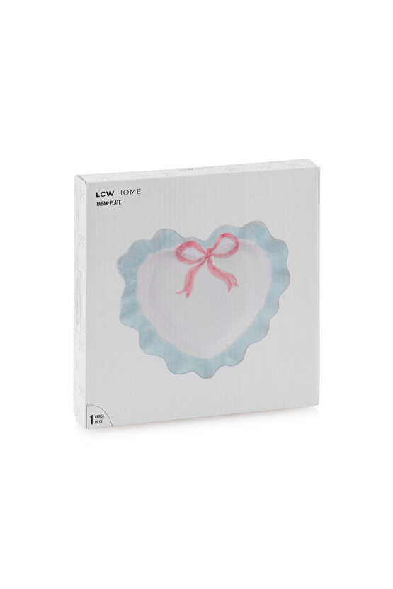 Beyaz Fiyonk Baskılı Seramik Tabak 20 cm