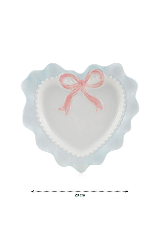 Beyaz Fiyonk Baskılı Seramik Tabak 20 cm