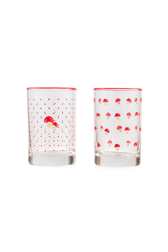 Karişik Mantar Baskılı Cam Su Bardağı 4lü 125 ml