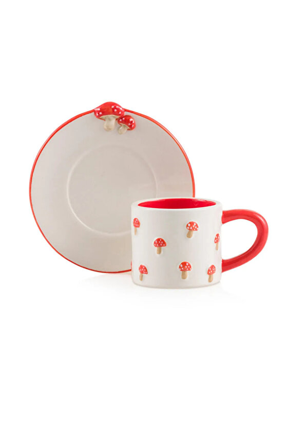 LCW HOME Karışık Mantar Desenli İki Kişilik Seramik Kahve Fincan Takımı 100 Ml