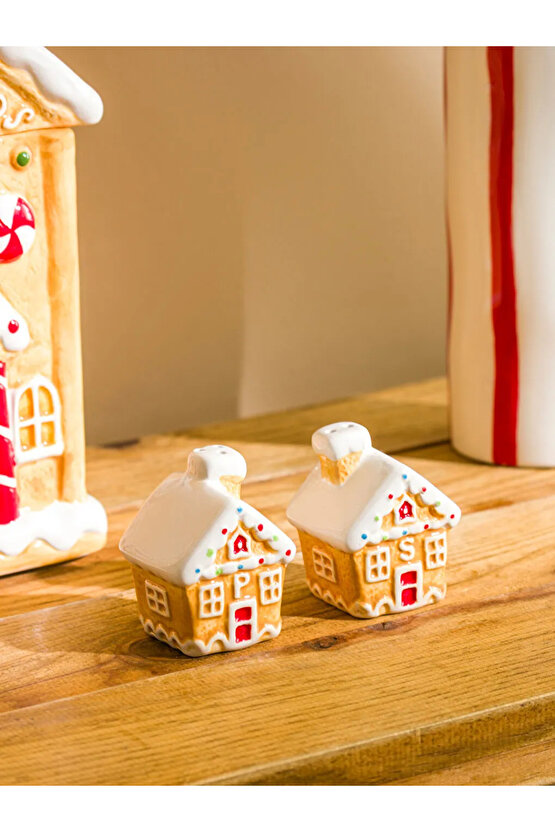 LCW HOME Kahverengi Kurabiye Ev Seramik Tuzluk Ve Biberlik