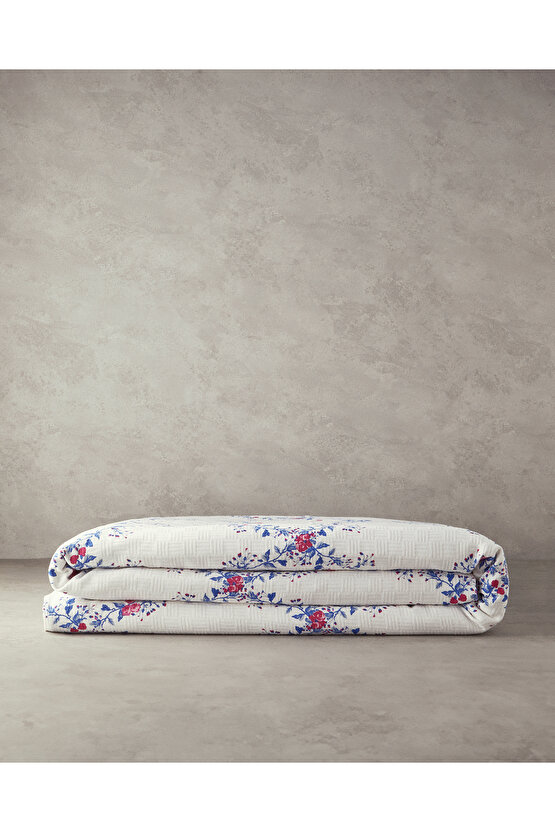 Floral Slice Çift Kişilik Pike Koyu Mavi