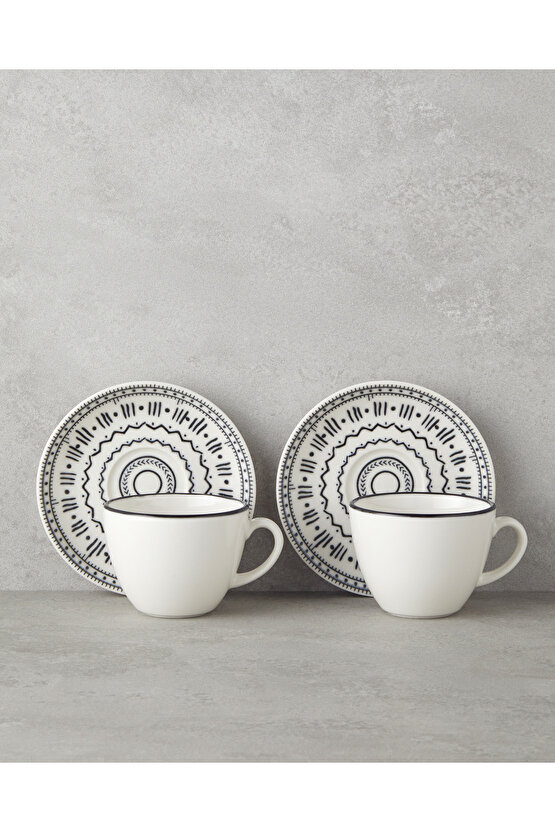 Deco Bone Porselen 4 Parça 2 Kişilik Fincan Takımı 220 ml Siyah