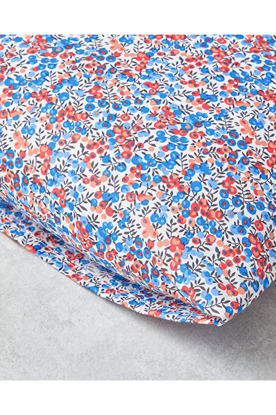 Flower Blast Kolay Ütülenir 2li Yastık Kılıfı 50x70 cm Kırmızı - Mavi