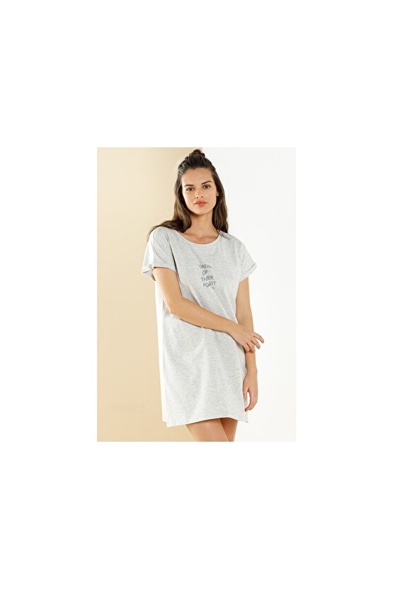 Boyfriend Grey Pamuklu Gecelik L Gri