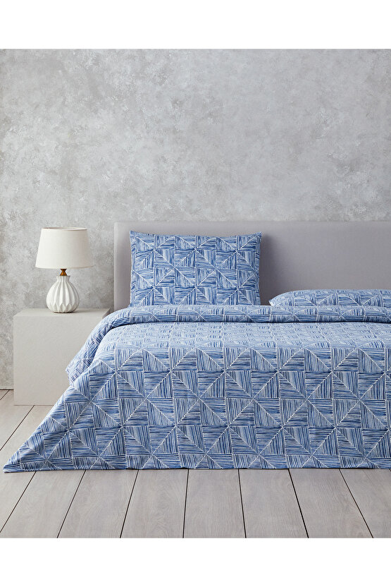 Modern Diamond Çift Kişilik Nevresim Seti Mavi