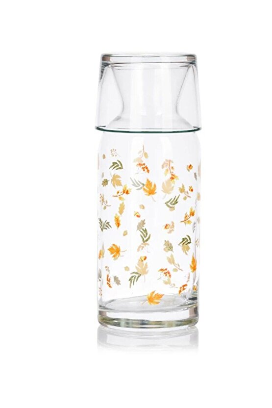 Baskılı Bardak Kapaklı Cam Karaf Sürahi 700 ml