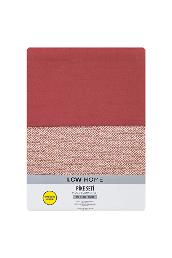 LCW HOME Kahverengi Kendinden Desenli Tek Kişilik Pike Seti