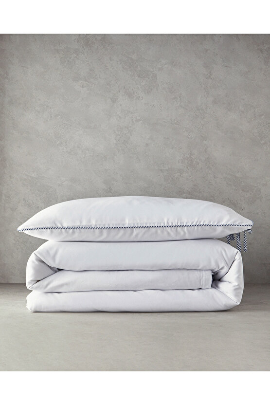 Comfy Plain Tek Kişilik Nevresim Takımı Beyaz - Lacivert