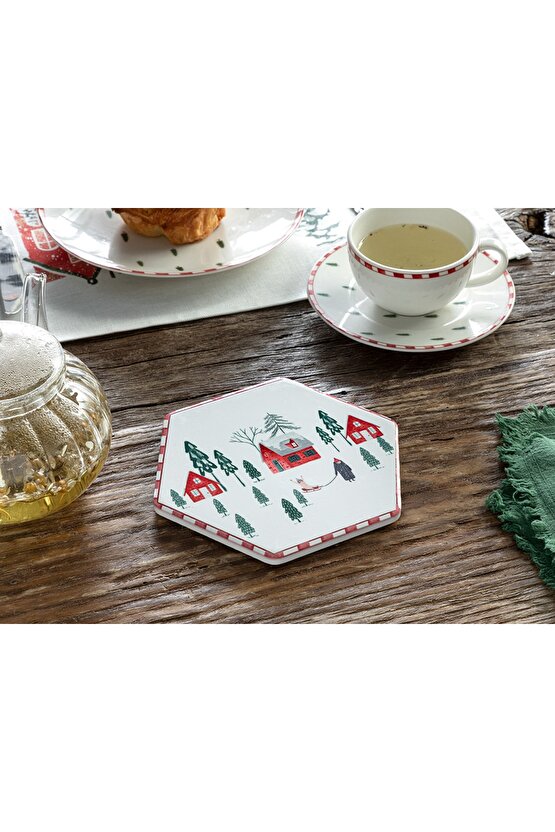 Winter Landscape Seramik Nihale 16 Cm Kırmızı