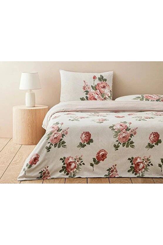 Rose Bouquet Kolay Ütülenir Tek Kişilik Nevresim Takımı Pembe