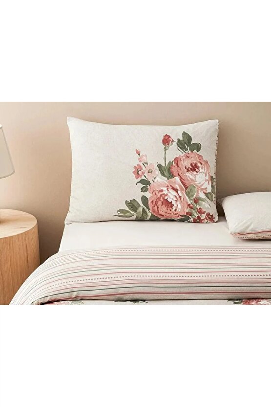 Rose Bouquet Kolay Ütülenir Tek Kişilik Nevresim Takımı Pembe