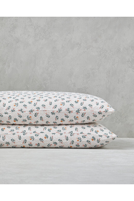 Crispy Dots Kolay Ütülenir 2li Yastık Kılıfı 50x70 cm Yeşil-Turuncu