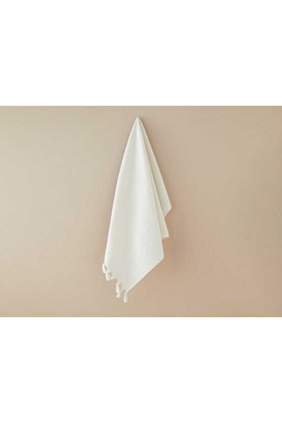 Tuffy Stripe Pamuklu Saçaklı El Havlusu Ekru