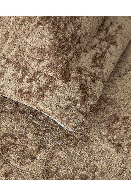 Royal Charm Kadife Çift Kişilik Yatak Örtüsü Takımı Gümüş