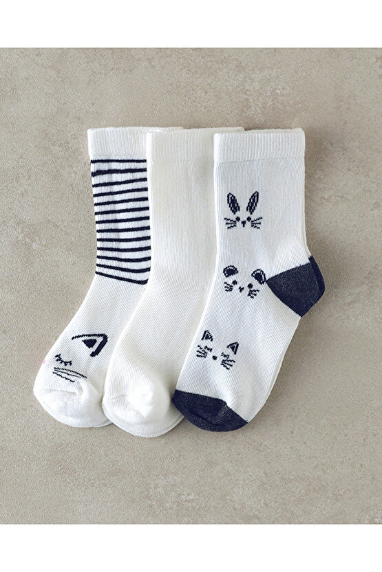 Cat 3lü Çocuk Çorap Siyah - Beyaz