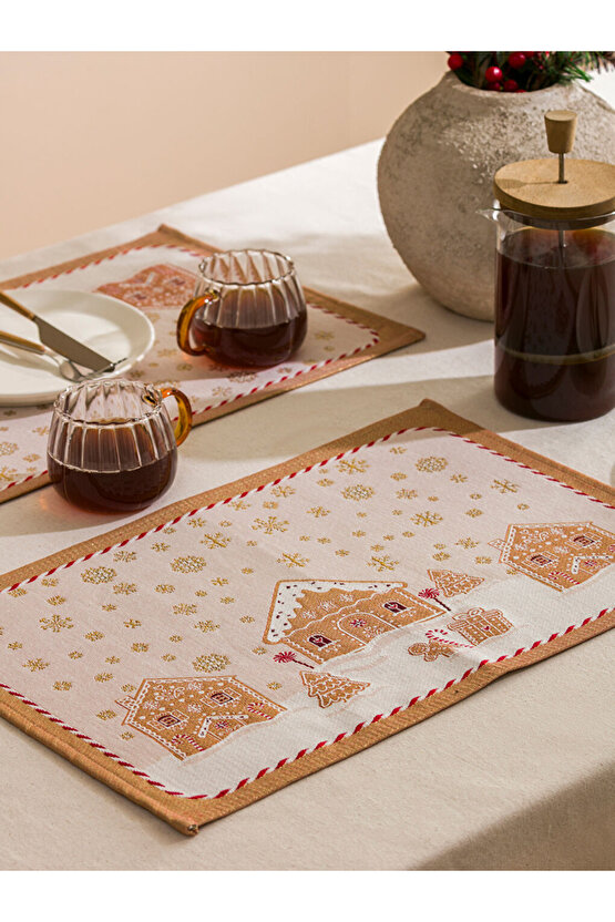 Açık Bej Baskılı Amerikan Servis 2li 33x50 Cm