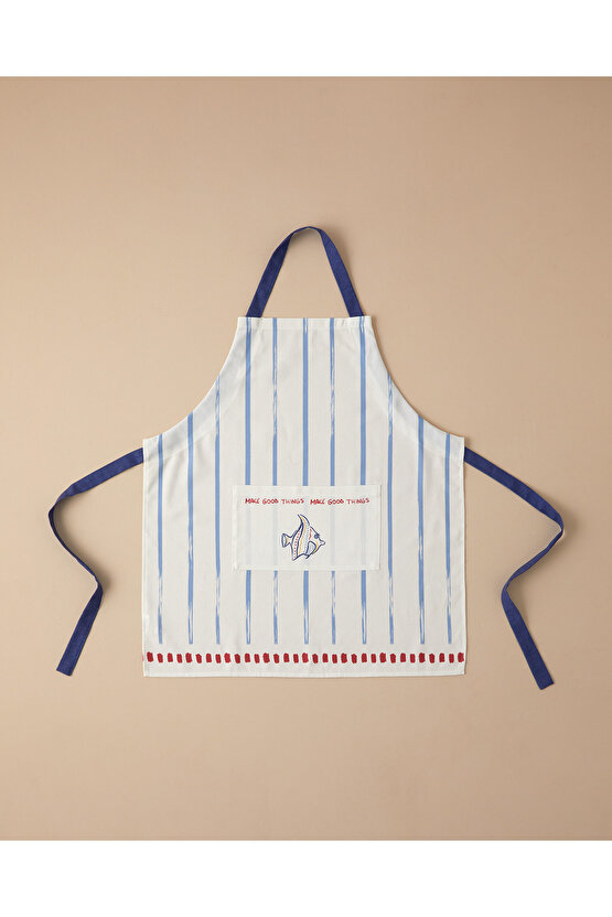 Jolly Blue Pamuk Mutfak Önlüğü 60x75 cm Beyaz - Mavi