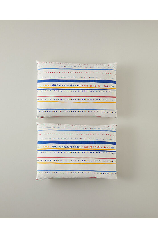 Coastal Stripe 2Li Yastık Kılıfı Kırmızı