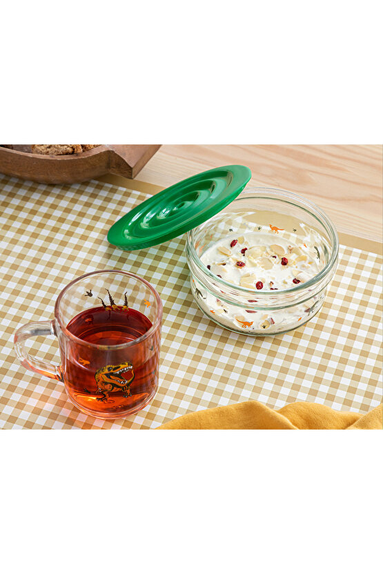 Dinosaurs World Cam Bebe Mama Takımı Yeşil