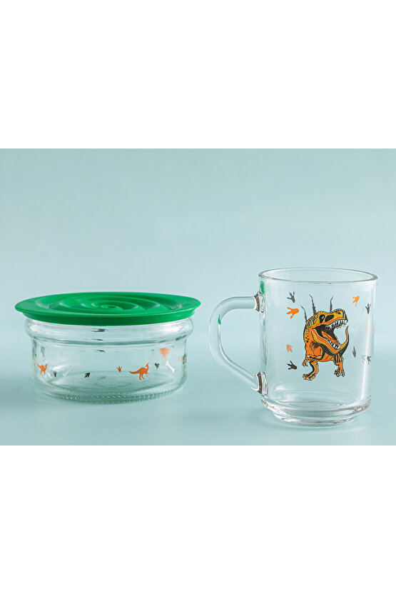 Dinosaurs World Cam Bebe Mama Takımı Yeşil