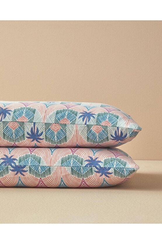 Tropical Palm 2Li Yastık Kılıfı Mavi