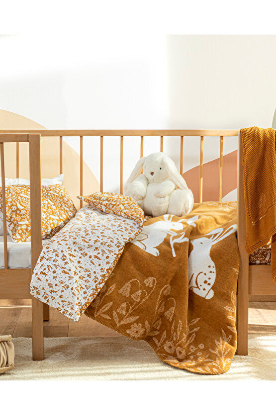 Bunny Pamuklu Bebe Nevresim Takımı 100x150 Cm Beyaz