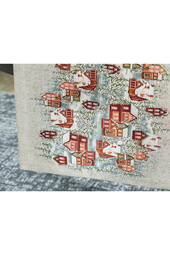 Winter Landscape Pamuk Goblen Runner 40x150 Cm Krem