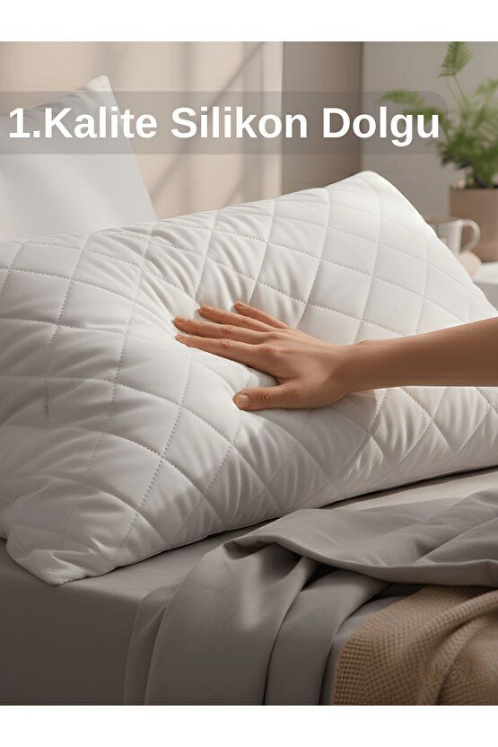 2Li 800 GR Mikrofiber Kapitone Yastık Yumuşak Antialerjik Makinede Yıkanabilir Pürüzsüz 50x70cm