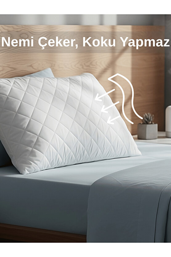 2Li 800 GR Mikrofiber Kapitone Yastık Yumuşak Antialerjik Makinede Yıkanabilir Pürüzsüz 50x70cm