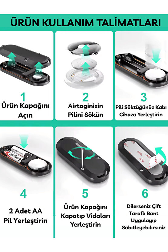 Airtag Pil Süre Arttırıcı 10 Yıl Pil Ömrü Kesintisiz Taşınabilir Pratik Araç Çocuk Yaşlı Motor Takip