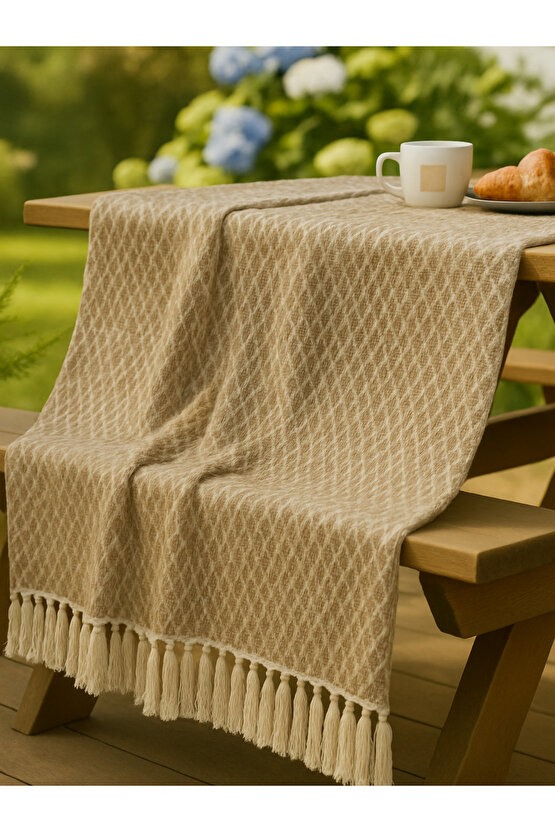 Çok Amaçlı Örtü Koltuk Çekyat Kilim Yatak Piknik Örtüsü Zemin Kaplama Yıkanabilir Saçaklı 170x200 CM