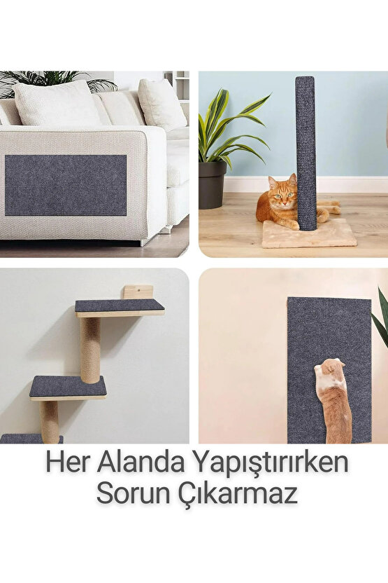 Kedi Tırmalama Halısı Yapışkanlı Her Yüzeye Uygulanabilir Kesilebilir Mobilya Koruyucu Mat (40X50)