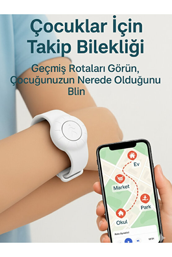 Takip Bilekliği GPS Konum Takibi Çocuk Yaşlı Geçmişe Dönük Takip Cihazı Saati (5-10 Dakika Aralıklı)